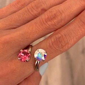 Aurora Borealis + Rose Pink Crystal Ring